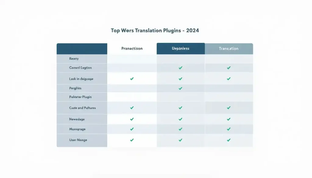 A comparison chart of the top WordPress translation plugins for 2024.